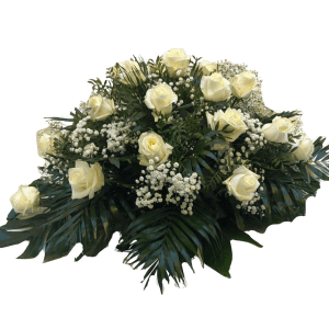 Centro tumbado 24 rosas blancas