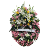 Corona funeraria Adiós con lilium blancos y rosas amarillas – Rosi Floristas