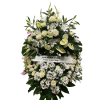 Corona funeraria Ocaso con lilium blancos y rosas crema – Rosi Floristas