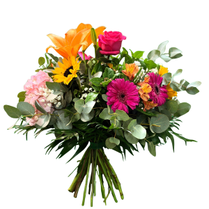 Ramo Venecia con liliu rosas, gerberas, hortensia y astromelias verdes variados